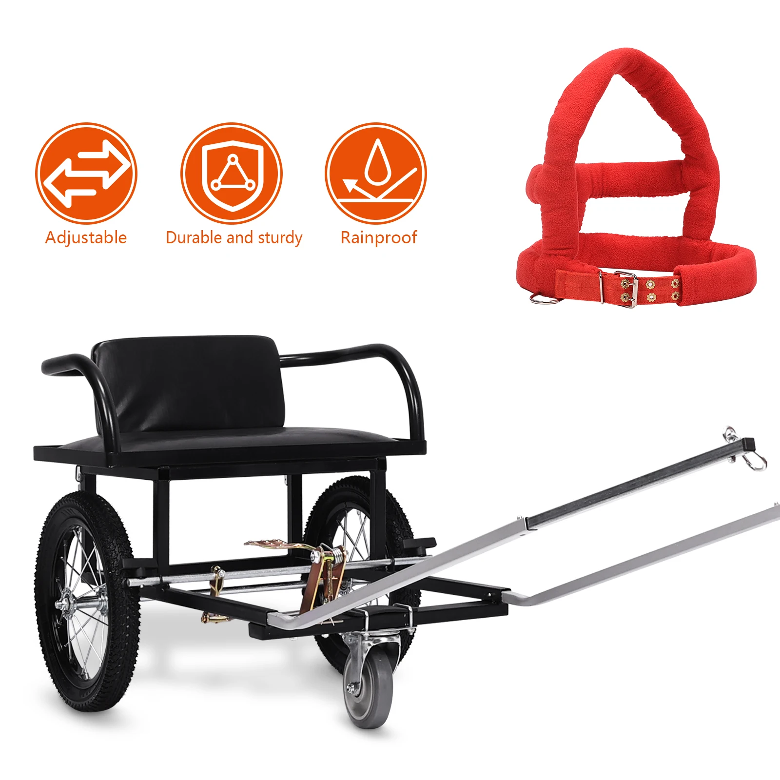 

40-60KG Double Brake Dog Trailer for Owners To Take Pets To Shopping Dog Pulling Person Car Dog Pulling Cart W/ Seat