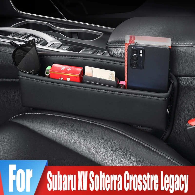 

Leather Car Seat Crevice Storage Box For Subaru XV Solterra Crosstre Legacy Water Cup Card Phone Reserved Charging Organizer Bag