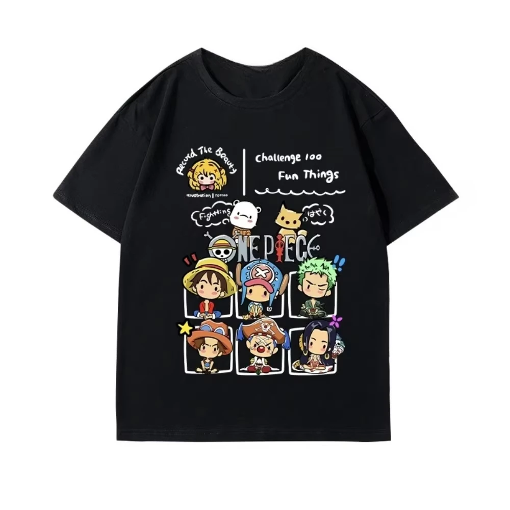 

Футболка унисекс One Piece Straw Hat Pirates, новинка лета 2026, популярная, с аниме-принтом, в американском повседневном стиле, семейная, с коротким рукавом