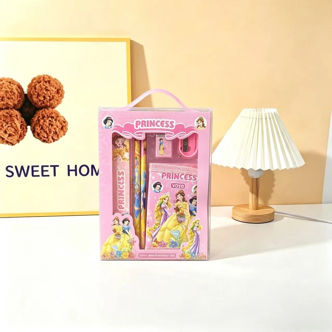 Disney Princess Cartoon Stationery Kit with Pencils, Notebook, Sharpener, Eraser & Ruler, Kids Back to School Gift Toy