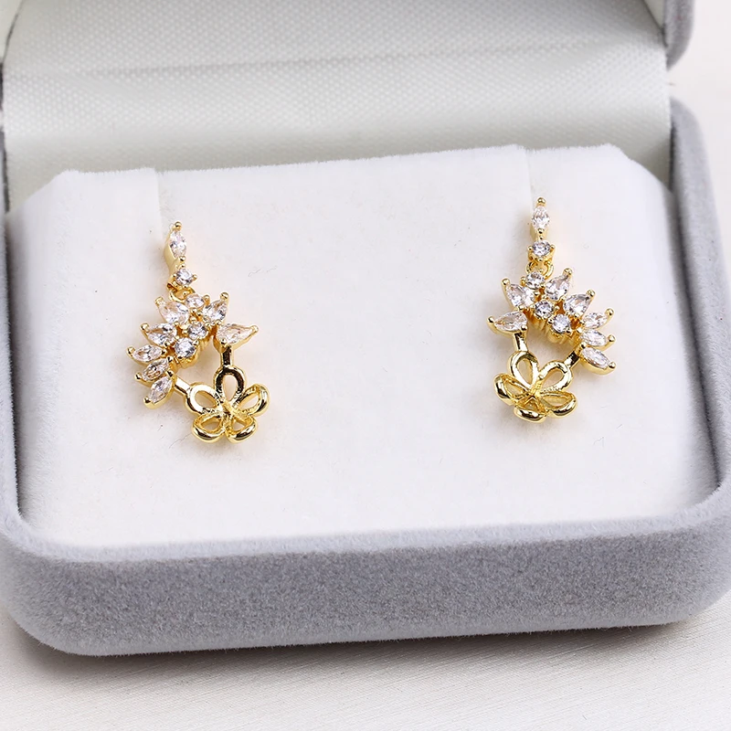 1Pair E244 Gold Plated Copper S925 Silver Needle Pearl Stud Earrings Findings Jewelry Making DIY Jewelry Accessories