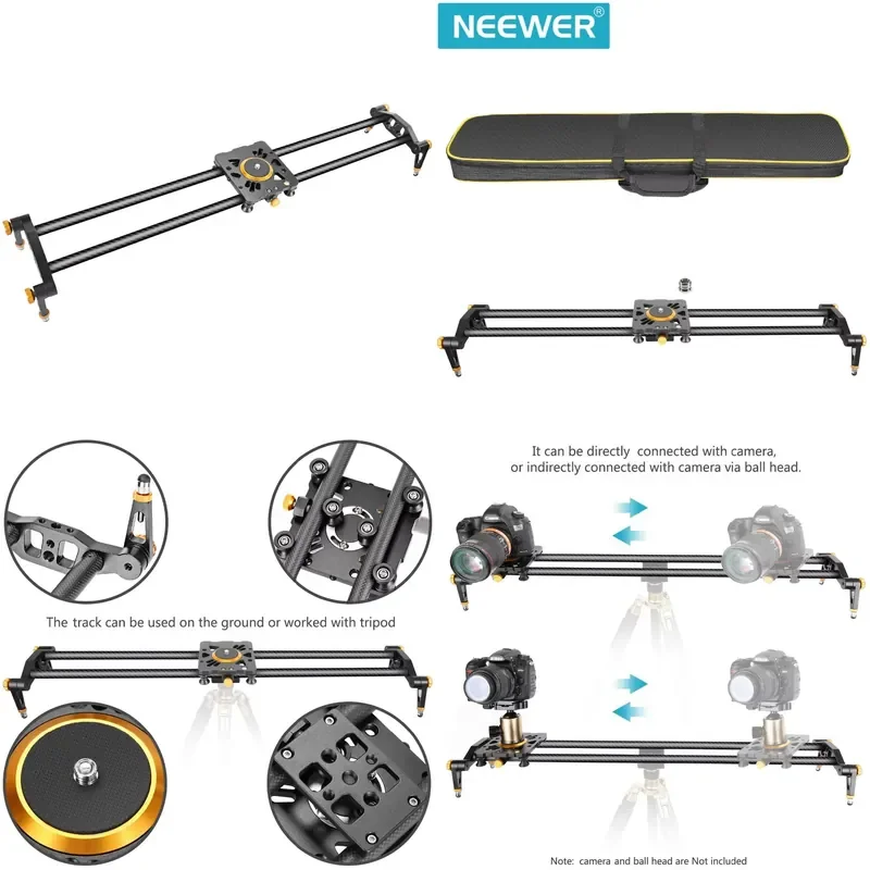 Neewer 39.4 Inches/100 Cm Carbon Fiber Camera Track Slider Video Stabilizer Rail With 6 Bearings For //Camera DV Video