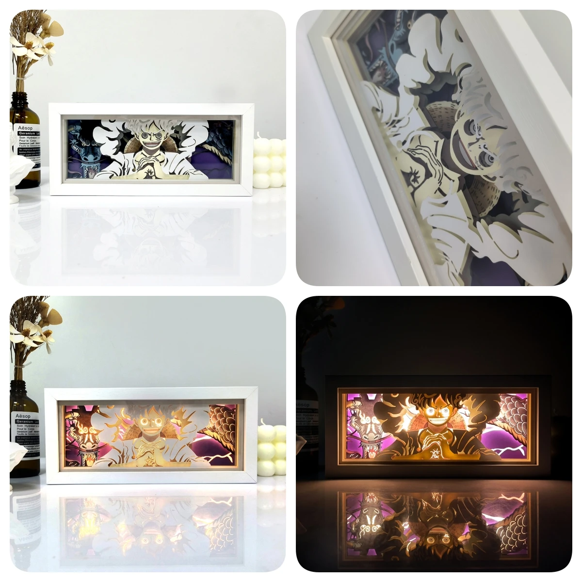 Remote control color changing Light Box Anime Paper Cut Sensor light Led 센서등 3D Shadow Lamp Carving Decoration Gift