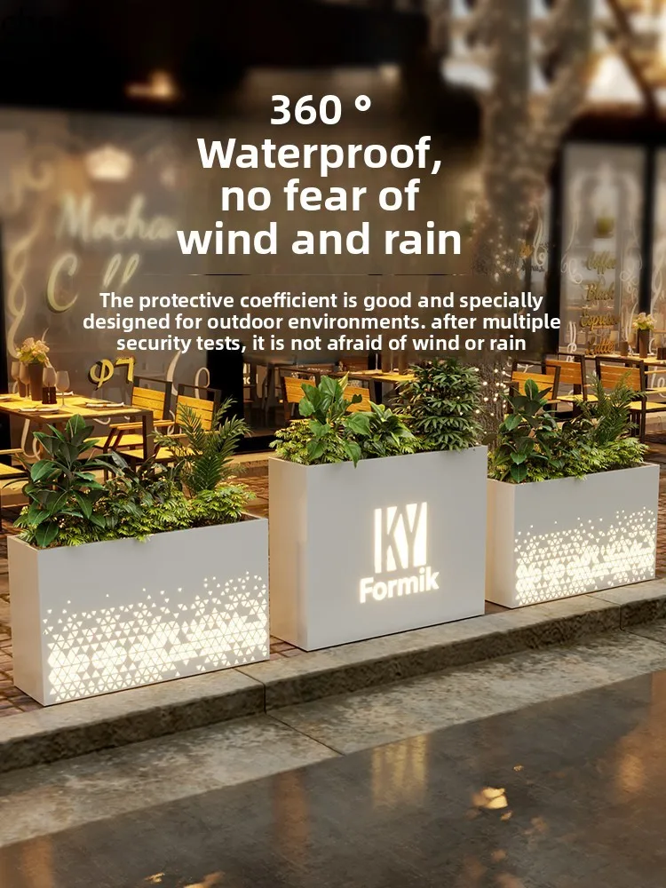 ZML Outdoor Flower Box Combination Solar Flower Planter Restaurant Milk Tea Shop Outdoor Partition Outdoor Flower Bed