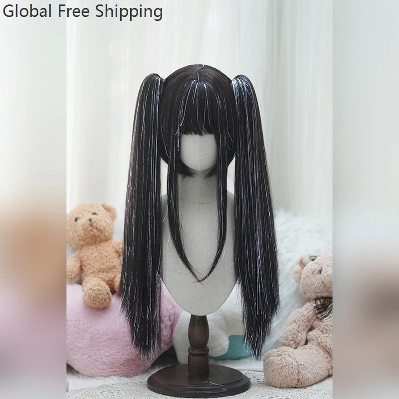 Lolita Wig Cosplay Laser Wire Shiny Straight Hair For Women Anime Roleplay Synthetic Princess Cosplay Halloween Harajuku Wig