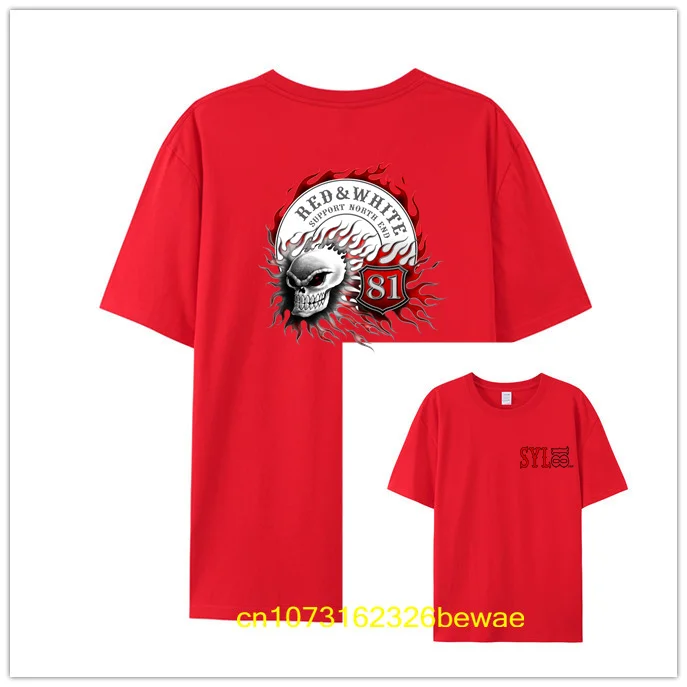 تي شيرت Hells Angels للدراجة النارية على شكل جمجمة لهب 100% قطن صيفي تي شيرت لهب 81 تي شيرت رجالي مطبوع على الوجهين الأكثر الاستبداد