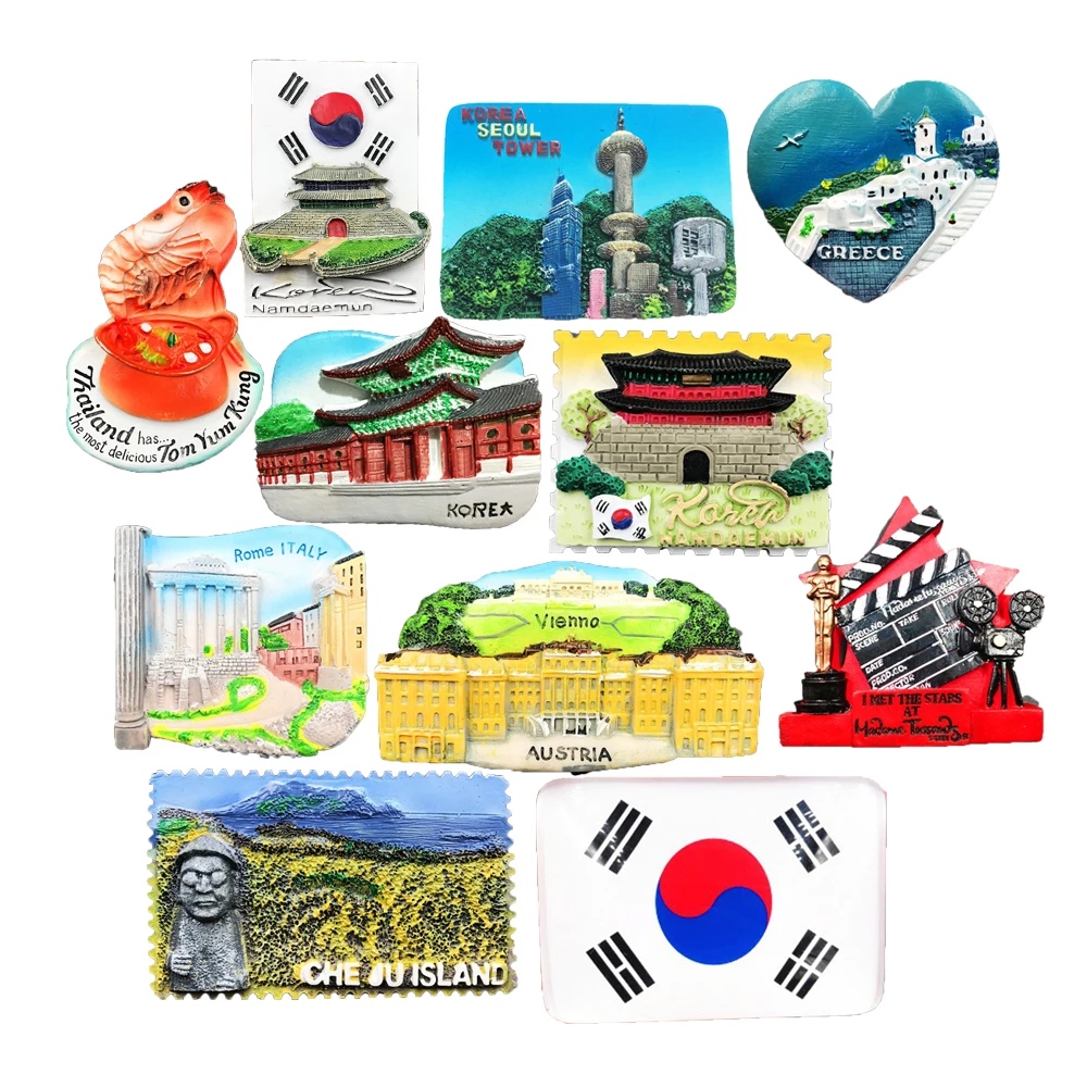 Korea Seoul Jeju Island Fridge Magnet Souvenir 3D Stickers Magnetic Refrigerator Magnets Tourist Gifts Resin Crafts Home Decor