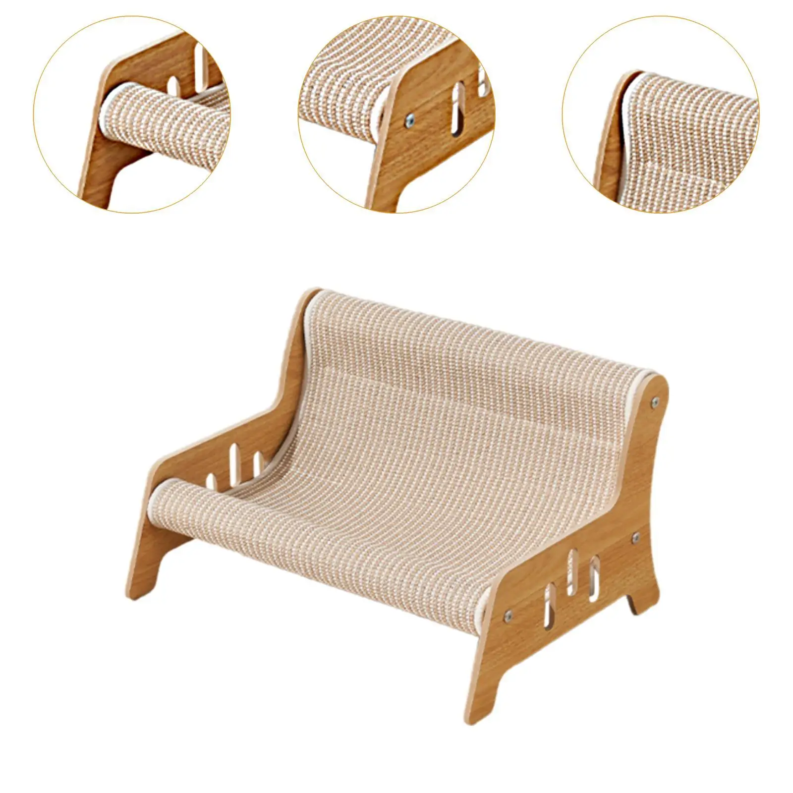 Cadeira de sisal para gatos, placa de madeira para arranhar gatos, cama elevada para cães e gatinhos