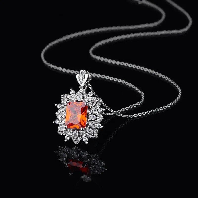 

ML-HR Moissanite Style Fashion simulation coloured gemstone ice flower cut purple yellow ruby pendant female