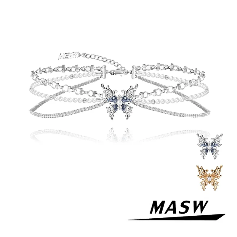 MASW Original Design Luxury Design Senior Sense Big Butterfly Charm Choker Necklace For Women 2024 Jewelry Gift Poplar Style