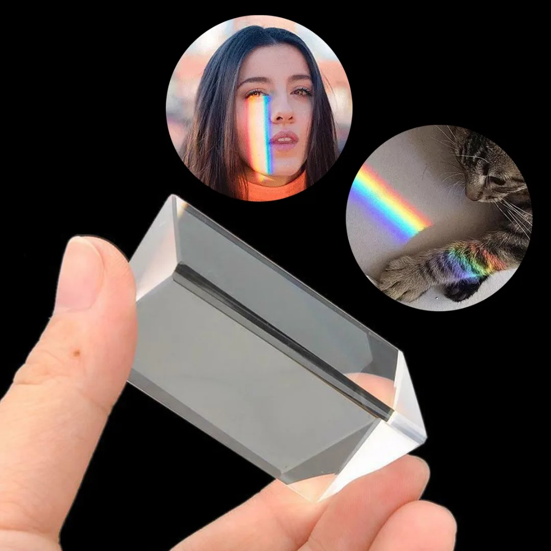 Crystal Optical Glass Triangular Prism for Teaching Light Spectrum Physics