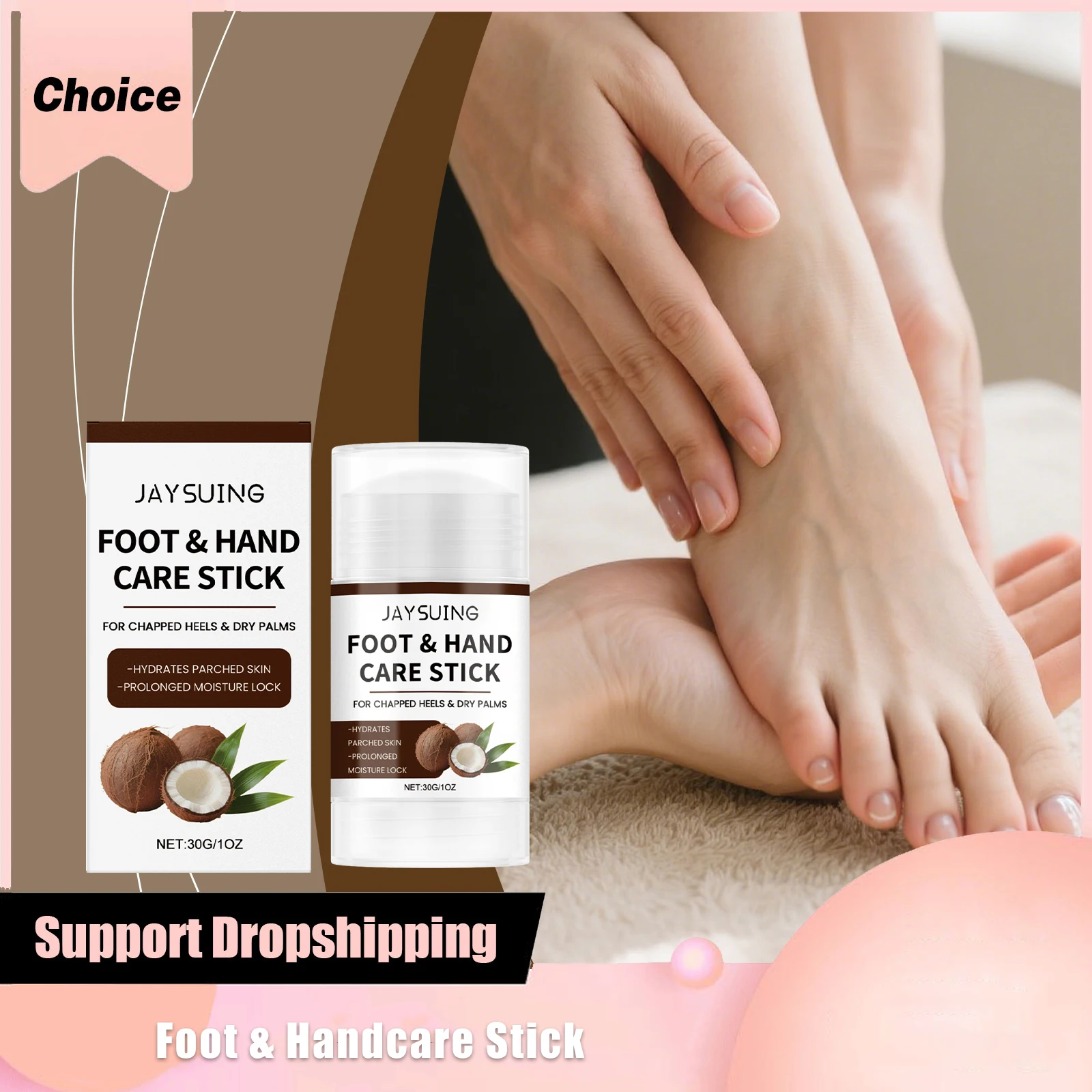 

Coconut Oil Hand & Foot Nourishing Stick Smooth Skin Long-Lasting Hydration Relieve Discomfort Soften Skin Keratin Care Stick