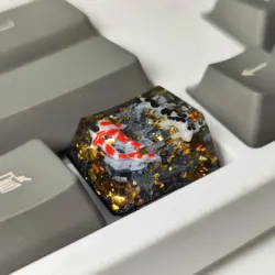 1.25u Ctrl Resin Keycaps Handmade Scenery Koi Keycaps For Cherry Mx Switch Mechanical Backlit Keyboard Replace RGB Keycaps