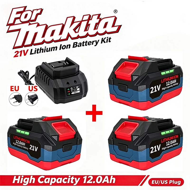 High Capacity 12.0Ah 21V Battery Replacement for Makita 18V LXT Batteries, Compatible With DDF487 DHP485 BL1850 BL1860