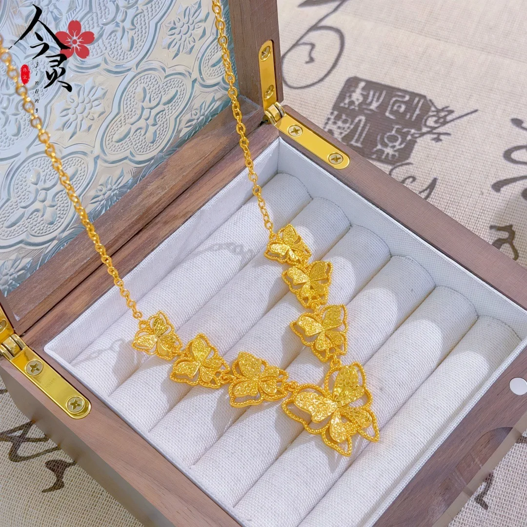 

Elegant & Flowing Exquisite Tassel Butterfly Necklace For Women 24K Gold AU999 | Dancing tassels, graceful butterfly