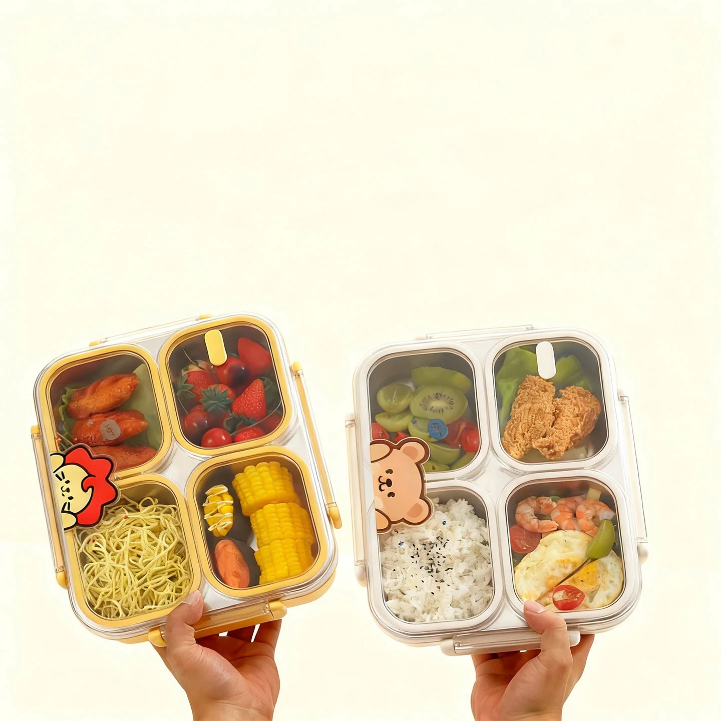 Lonchera Bento de Acero Inoxidable 304 con 2/3 Compartimentos, Apta para Microondas, Portátil, Hermética, Contenedor de Alimentos Dividido para Niños y Estudiantes