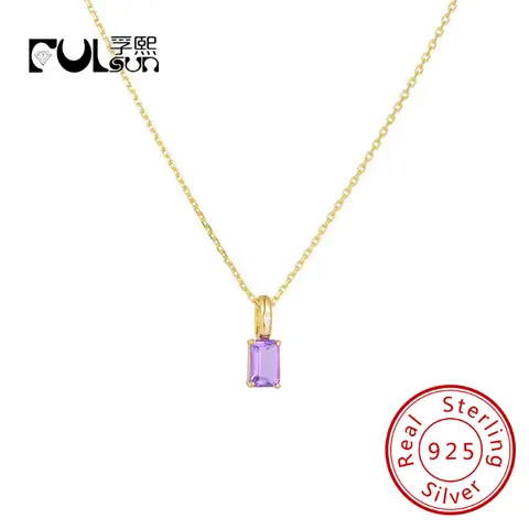 Amethyst Peridot Zircon Charm Pendant Necklace 925 Sterling Silver 14k Gold Plated Rhodium Fine Jewelry