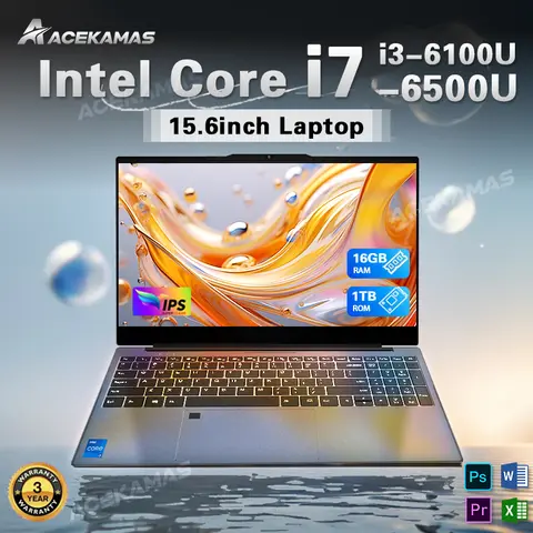 ACEKAMAS 15.6 "Computer portatile portatile Intel Core i7 6500U i3 6100U Windows 11 Pro 16GB DDR4 1TB SSD Notebook PC Laptop da gioco