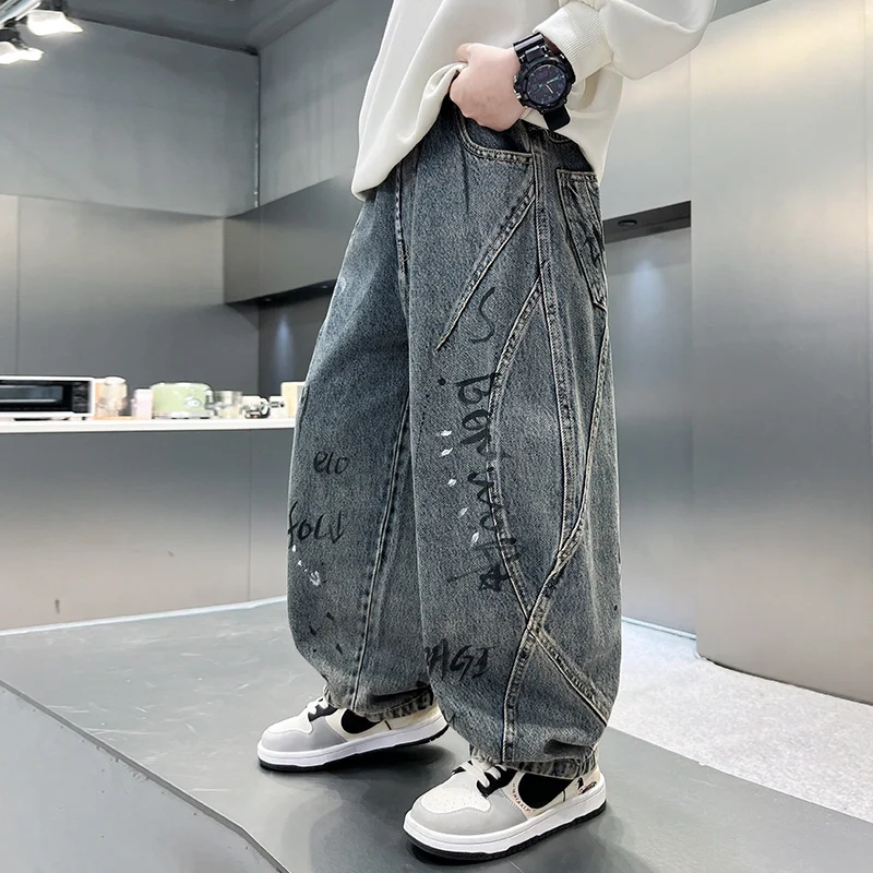 ZOETOPKID Kids Winter Warm Distressed Jeans with Letter for Boy Thick Thermal Denim Pants Children Corduroy Lined Baggy Trousers 2 ZOETOPKID Kids Winter Warm Distressed Jeans with Letter for Boy Thick Thermal Denim Pants Children Corduroy Lined Baggy Trousers 2