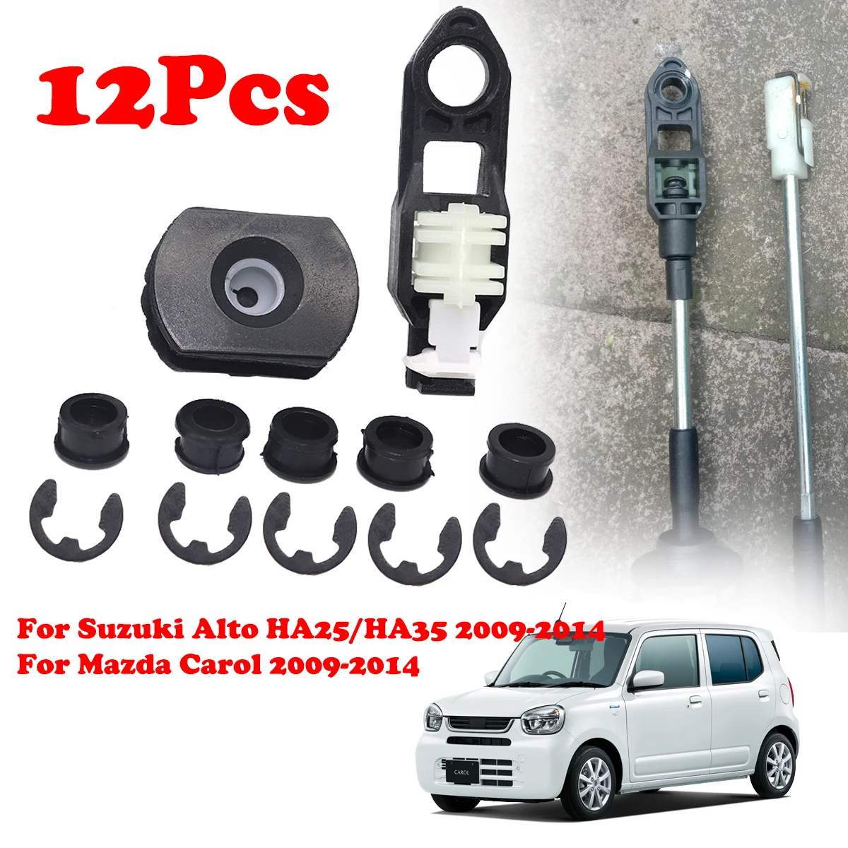 

12pc/kit Gear Shift Cable Linkage Lever End Rod Connect Bushing For For Suzuki Alto HA25/HA35 Mazda Carol 2009-2012 2013 2014
