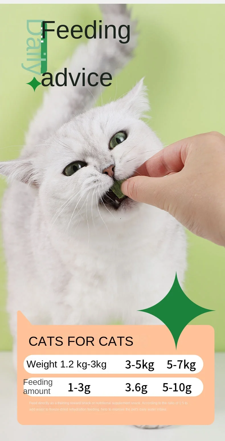 Cat Grass Particles Freeze-dried Natural Grass Snacks Cat Bites Cat Teeth Treatment Kitten Teeth Cleaning Snacks for Cats