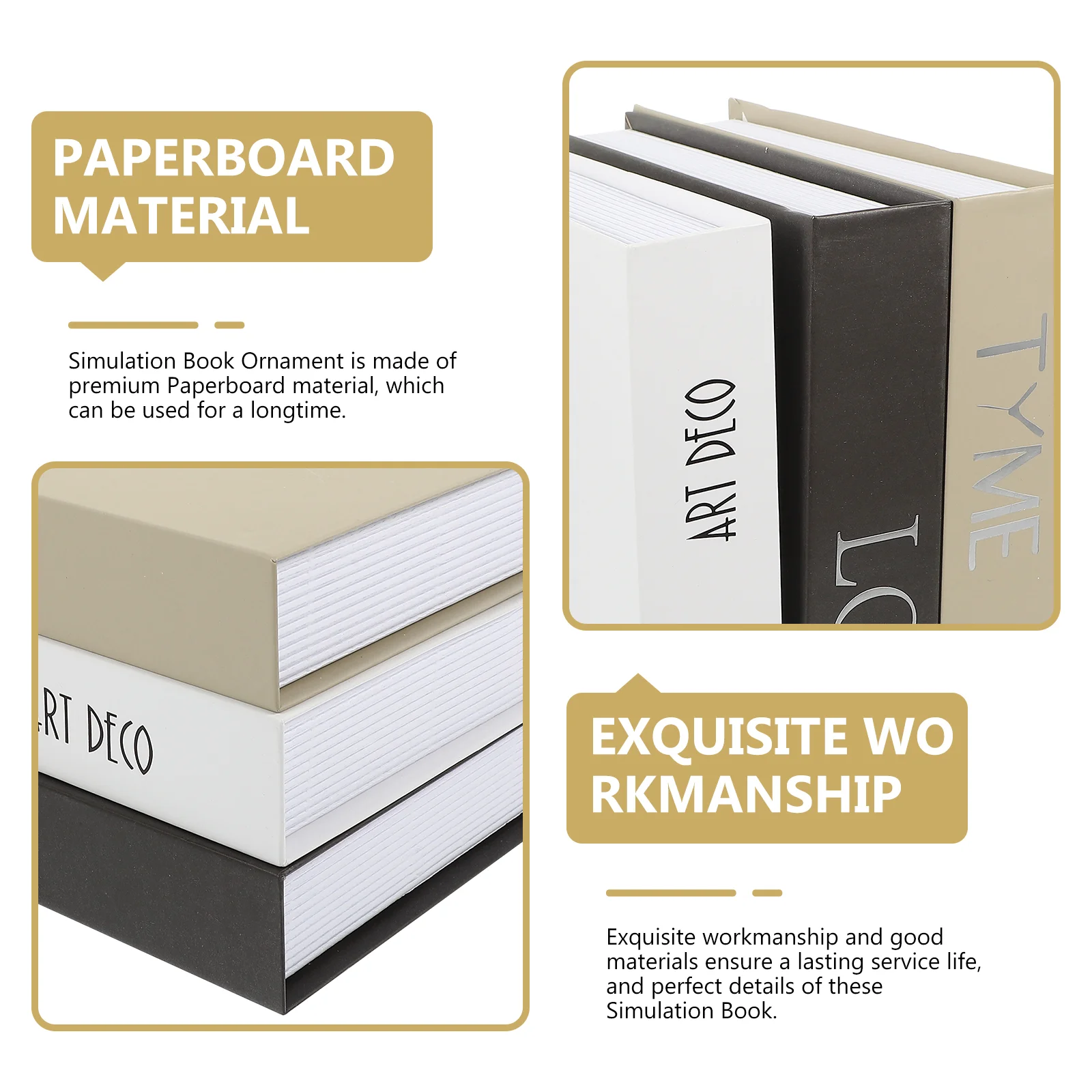 3 Pcs Imitation Book Decoration Tabletop Ornament Photo Prop Desktop Retro Bookshelf Room Paper Jam Simulation Adornment Office