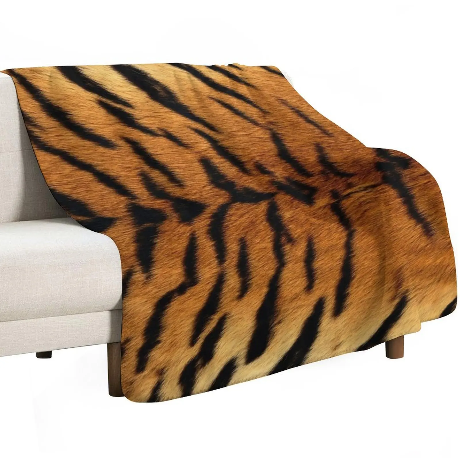 Tiger Skin Print Throw Blanket Soft Bedroom Blanket for Night Sleeping