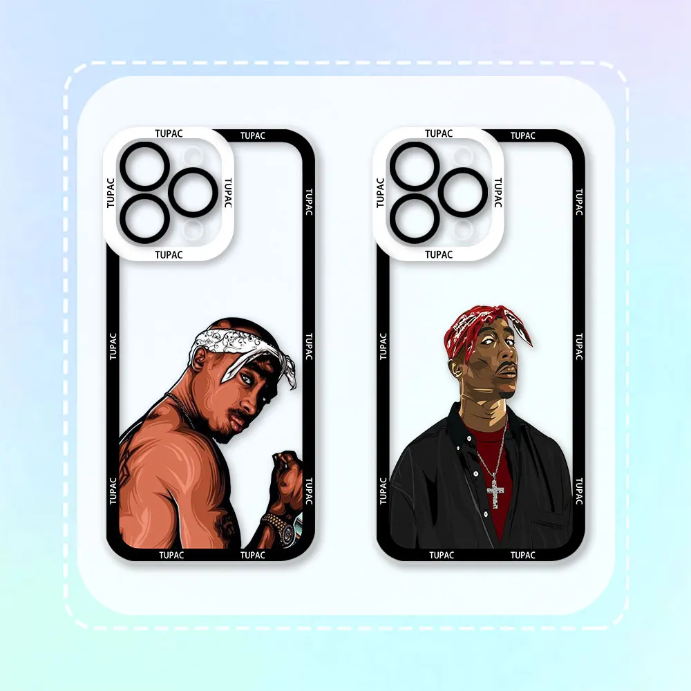 2Pac Tupac Shakur Phone Case For iPhone 15 14 13 12 11 PRO XS MAX Mini X XR SE 8 7 6S PLUS Clear Soft Silicone Cover Cqoue Funda