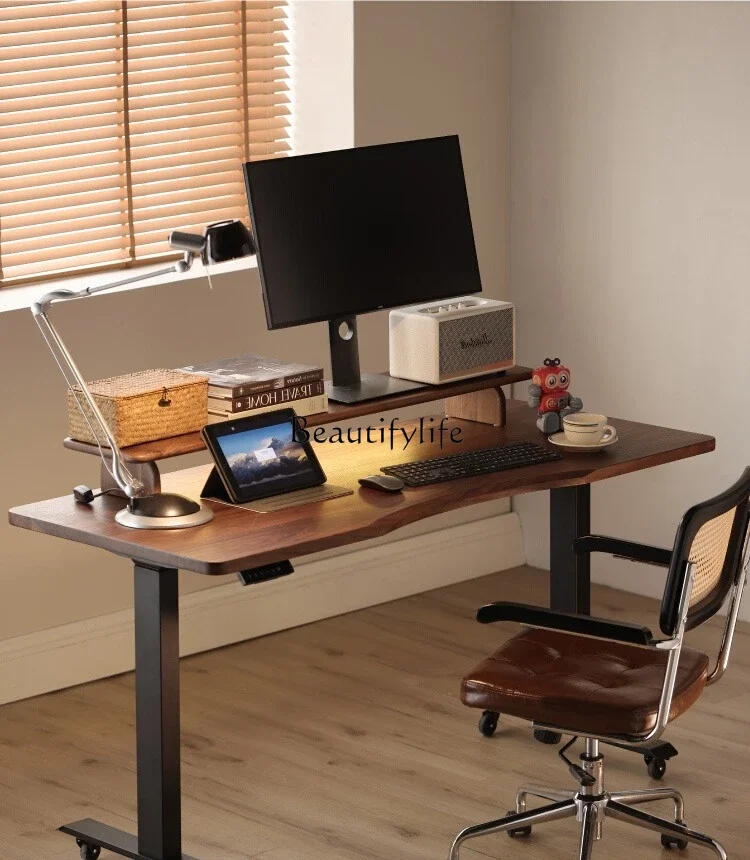 

FG10*North American black walnut electric lifting table solid wood desk