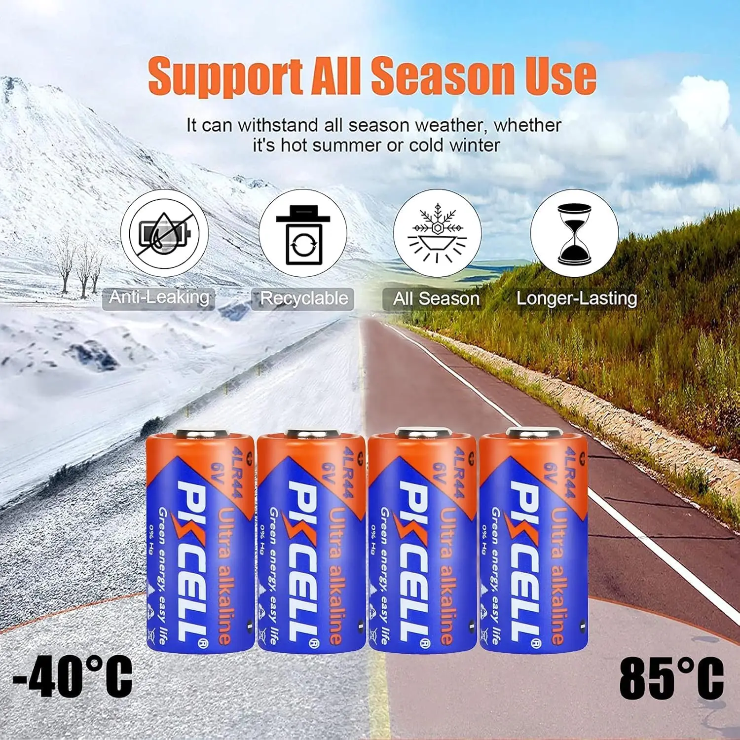 80 카운트 PKCELL 4LR44 6V 건식 알카라인 배터리 4SR44 4LR44 PX28A A544 28A K28A 개 훈련 충격 고리 용 배터리