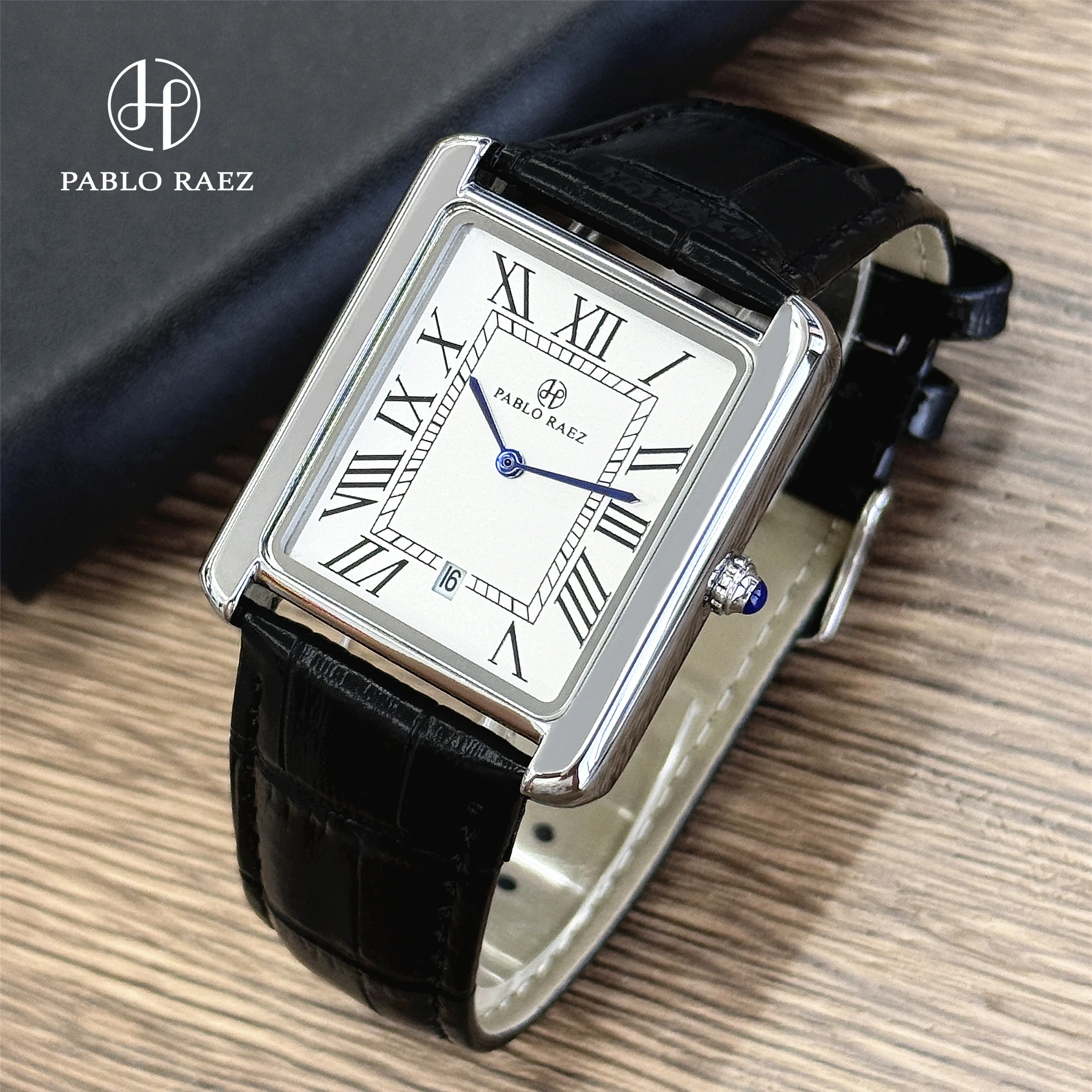 ساعة رجالية للأعمال بتقويم كلاسيكي كلاسيكي فاخر من الجلد مقاومة للماء ساعات كوارتز عصرية للرجال مع صندوق وبطارية احتياطية #5