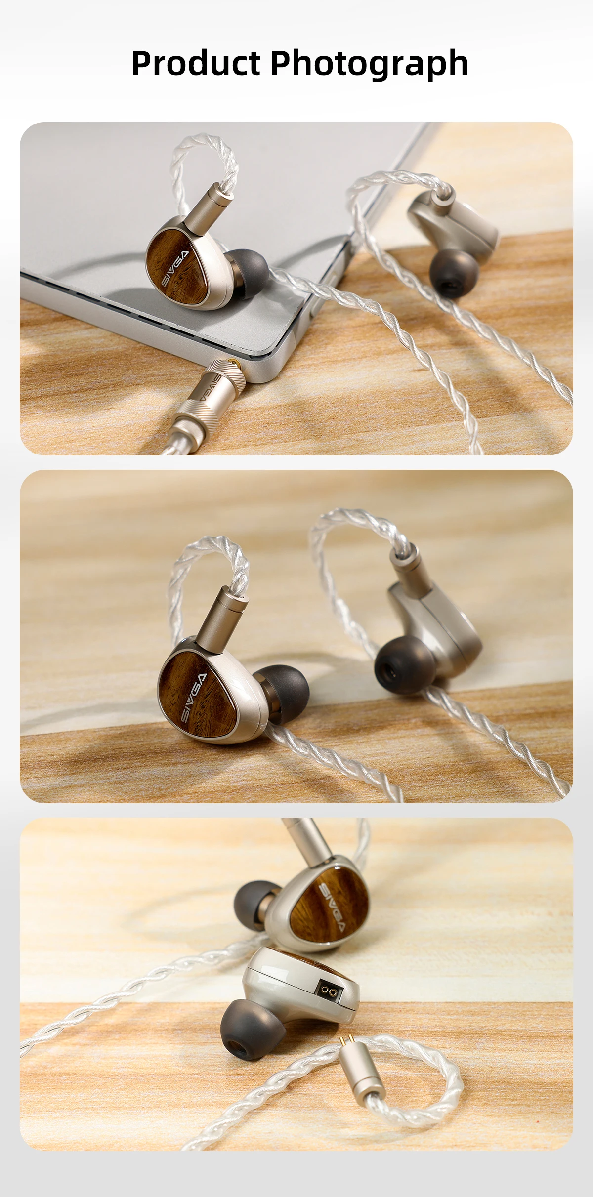 SIVGA Que UTG Flat Glass Diaphragm Dynamic Driver High-Fidelity In-Ear-Kopfhörer mit Kabel, grünes Sandelholz, mit abnehmbarem Kabel – Detail 14