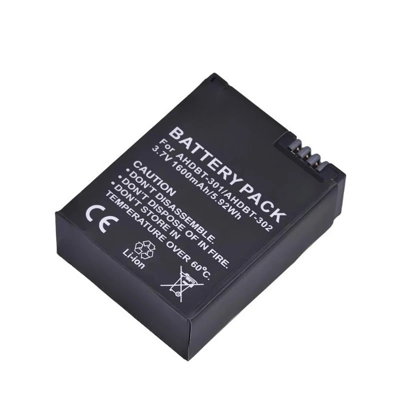 3.7V 1600mAh AHDBT-301 AHDBT-302 Lithium-ion Digital Battery for Gopro Hero3 Gopro Hero3+ Action Rechargeable Camera Batteries