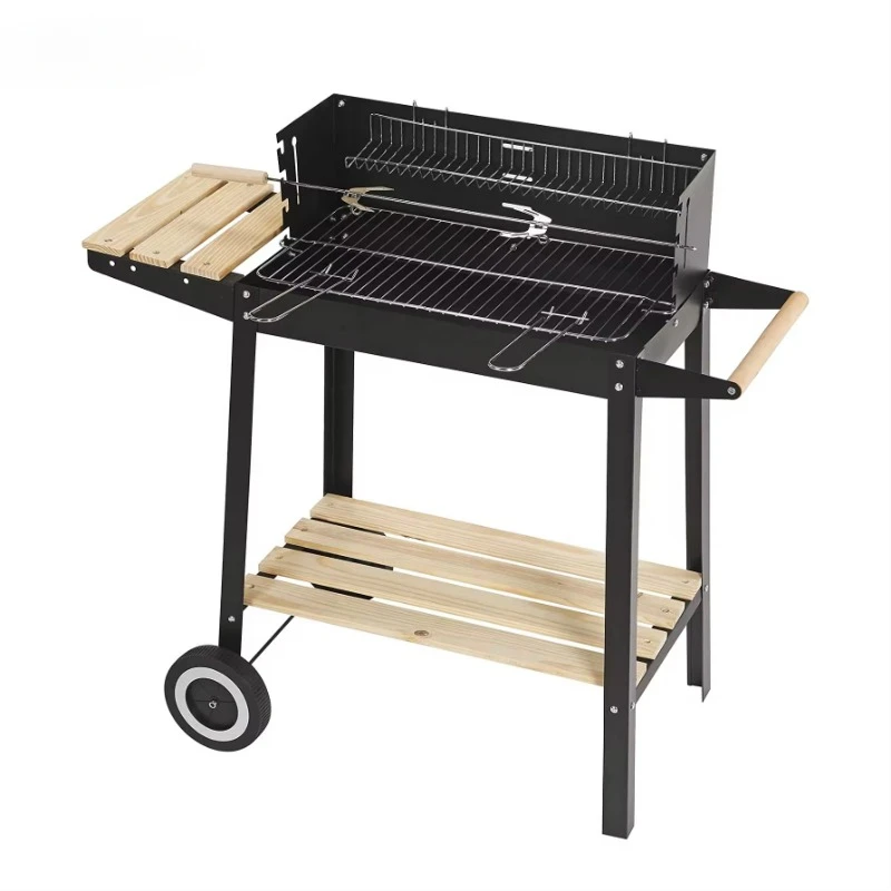 Deluxe Outdoor Charcoal Barbecue Grill With Adjustable Cooking Height