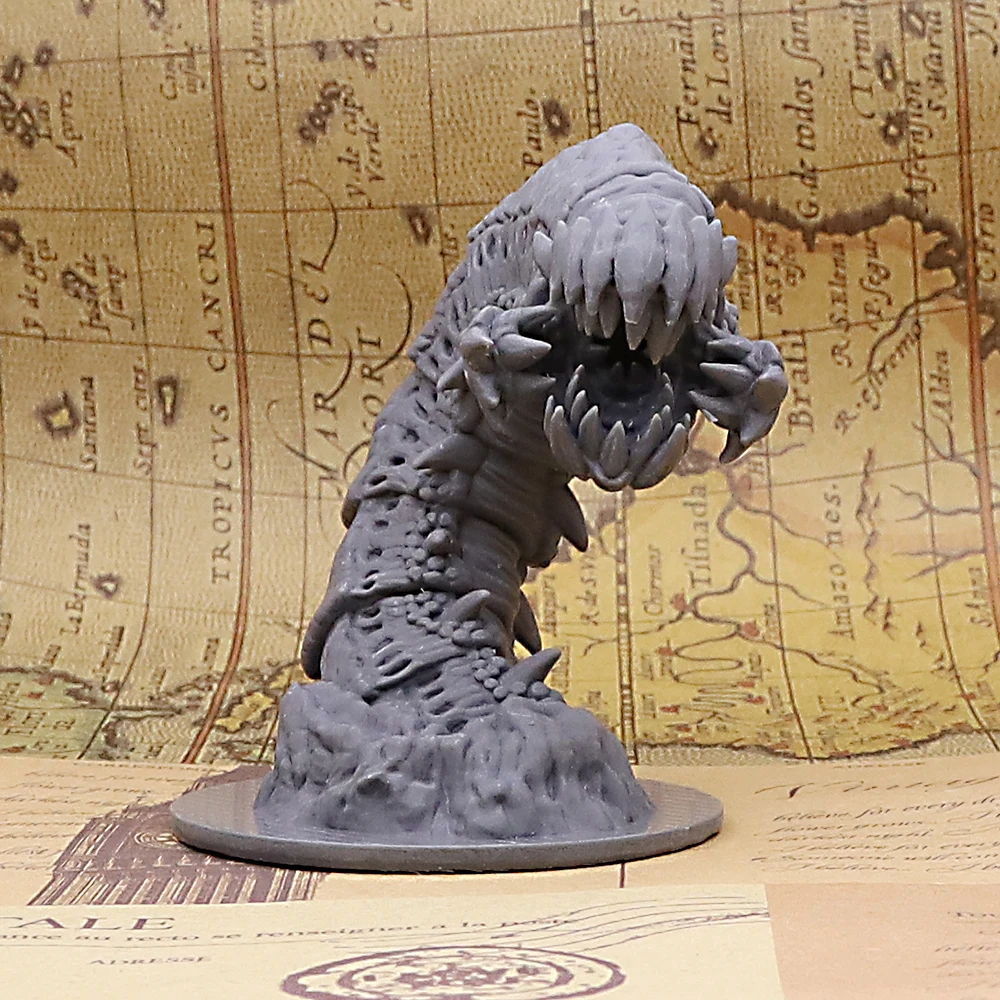 Purple Worm Monster Miniature Resin Unpainted Figure for Tabletop RPG Dungeons Role Playing Game