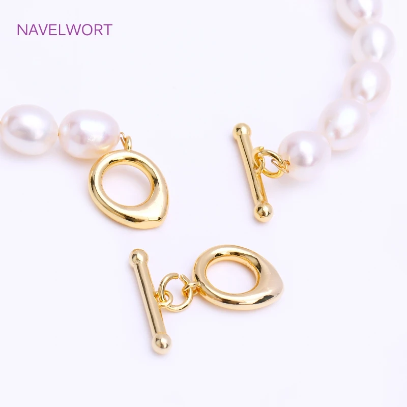 18K Gold Plated Brass Chinese Knot OT Clasp Mini Teardrop Toggle Clasp For Bracelet Necklace Making Supplies,DIY  Accessories