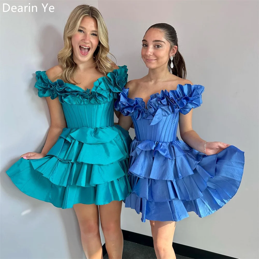 

Customized Evening Gown Prom Dearin Off-the-shoulder A-line Mini Length Skirts Draped Bespoke Occasion Dresses Saudi Arabia Form