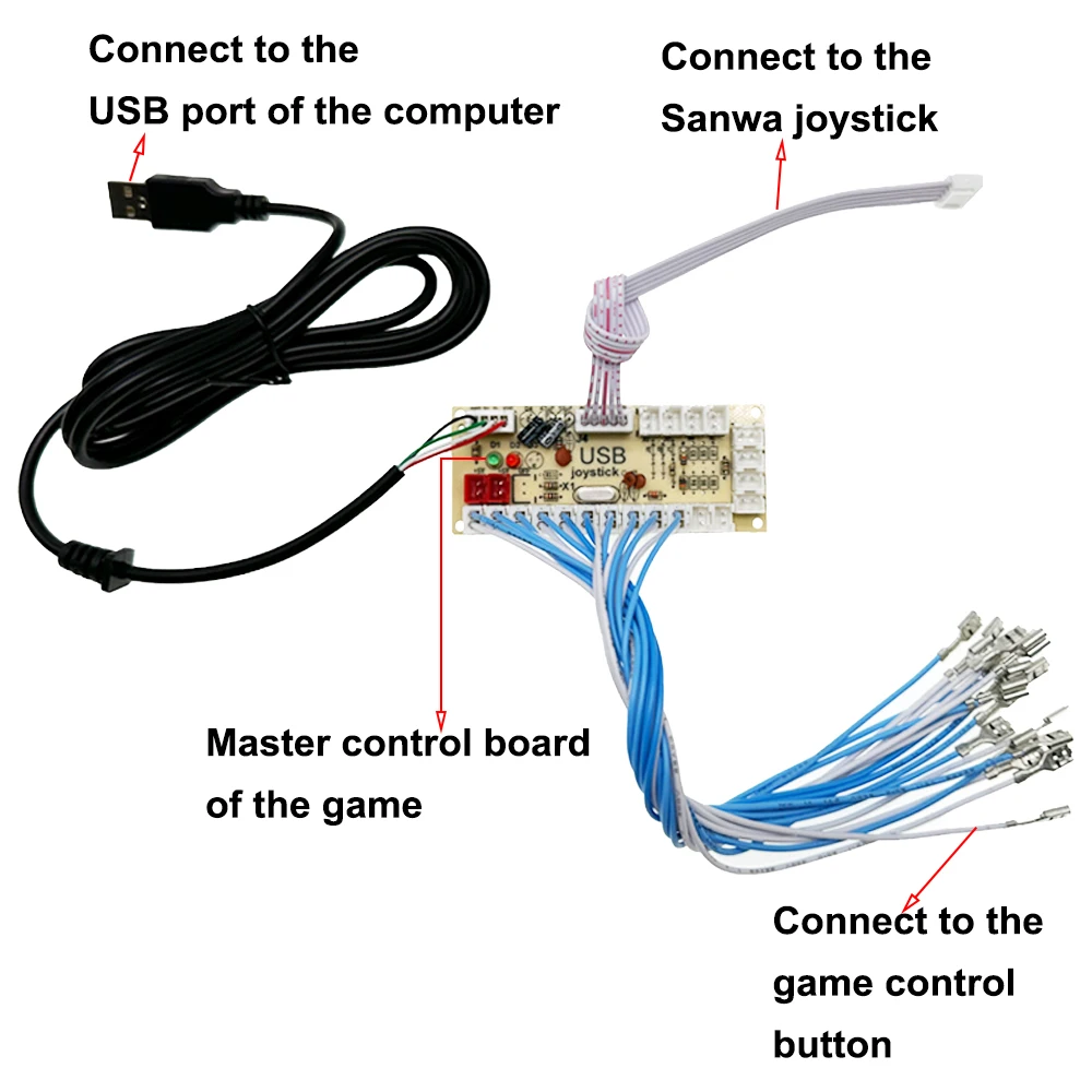 Imagem -03 - Arcade Joystick Kit com Luz Led Botão Controlador de Placa Faça Você Mesmo Máquina de Jogo Raspberry pi Usb Zero Delay Jogadores 12v