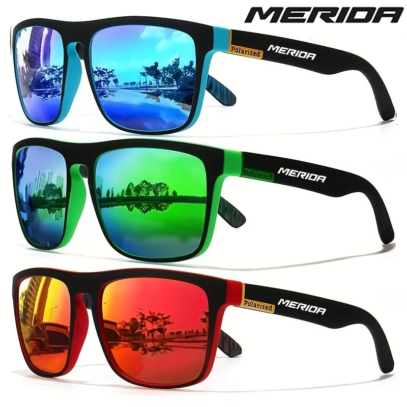 

Merida men women polarized sunglasses, fashionable square retro driving, fishing, golf glasses, electric bicycle accessories