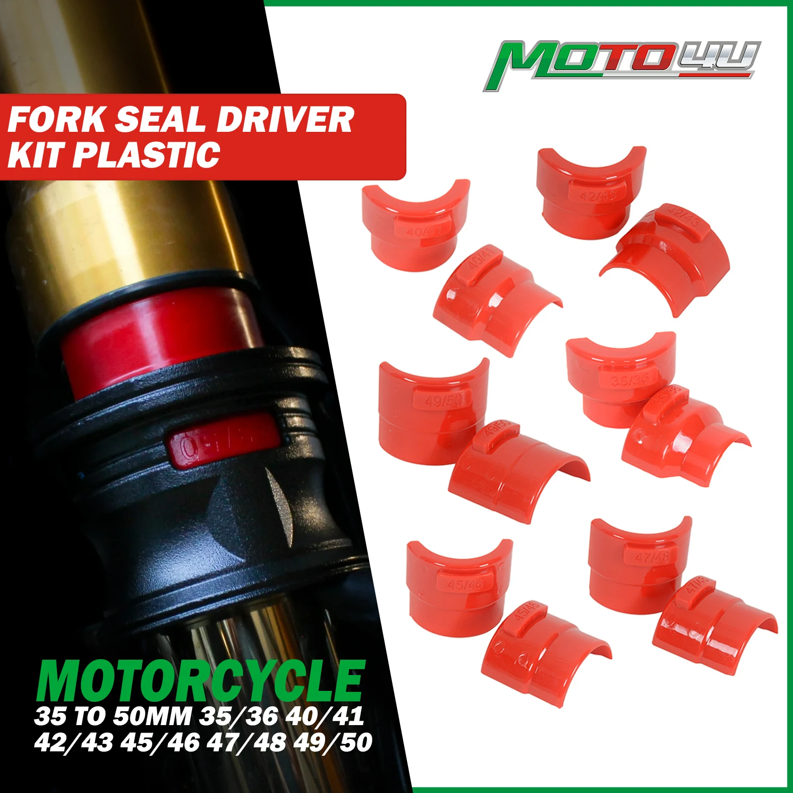 Universal Motocross MX Motor Bike Motorcycle Fork Seal Driver Kit Plastic - Fits 40 To 50mm 40/41 42/43 45/46 47/48 49/50