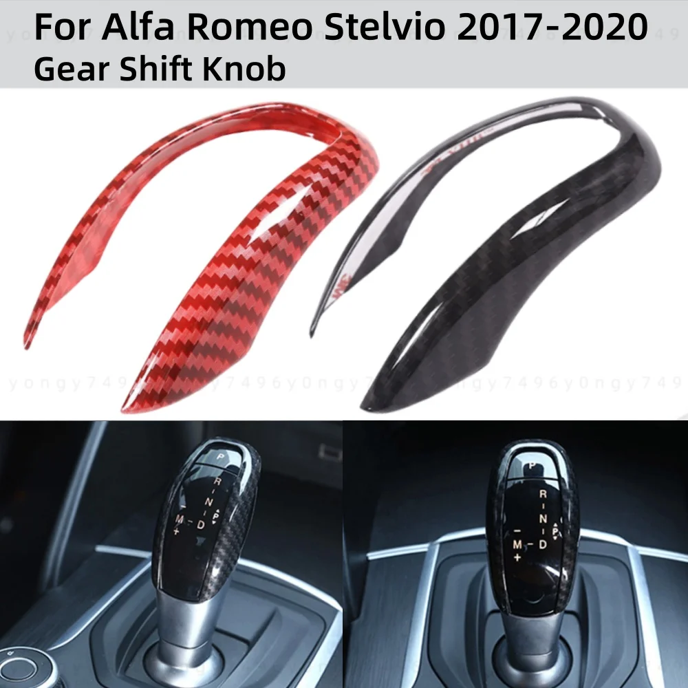 

Car Stickers ABS Plastic Red Fiber Gear Shift Knob For Alfa Romeo Stelvio 2017 2018 2019 2020 Cars Decoration Accessories