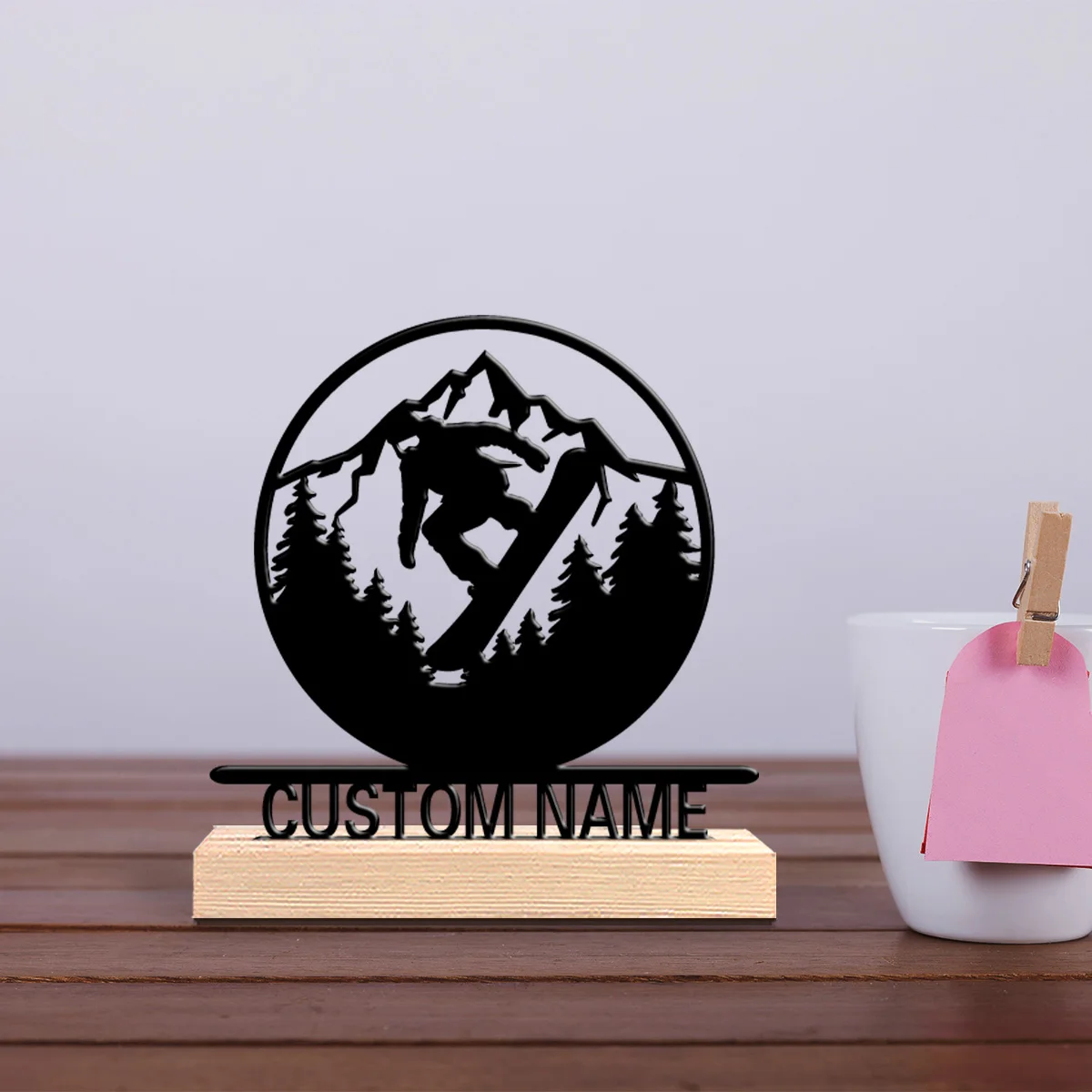1pc Fashion Personalized Custom skier Metal Statues With Wooden Base Tabletop Decoration Suitable for winter sports decoration,