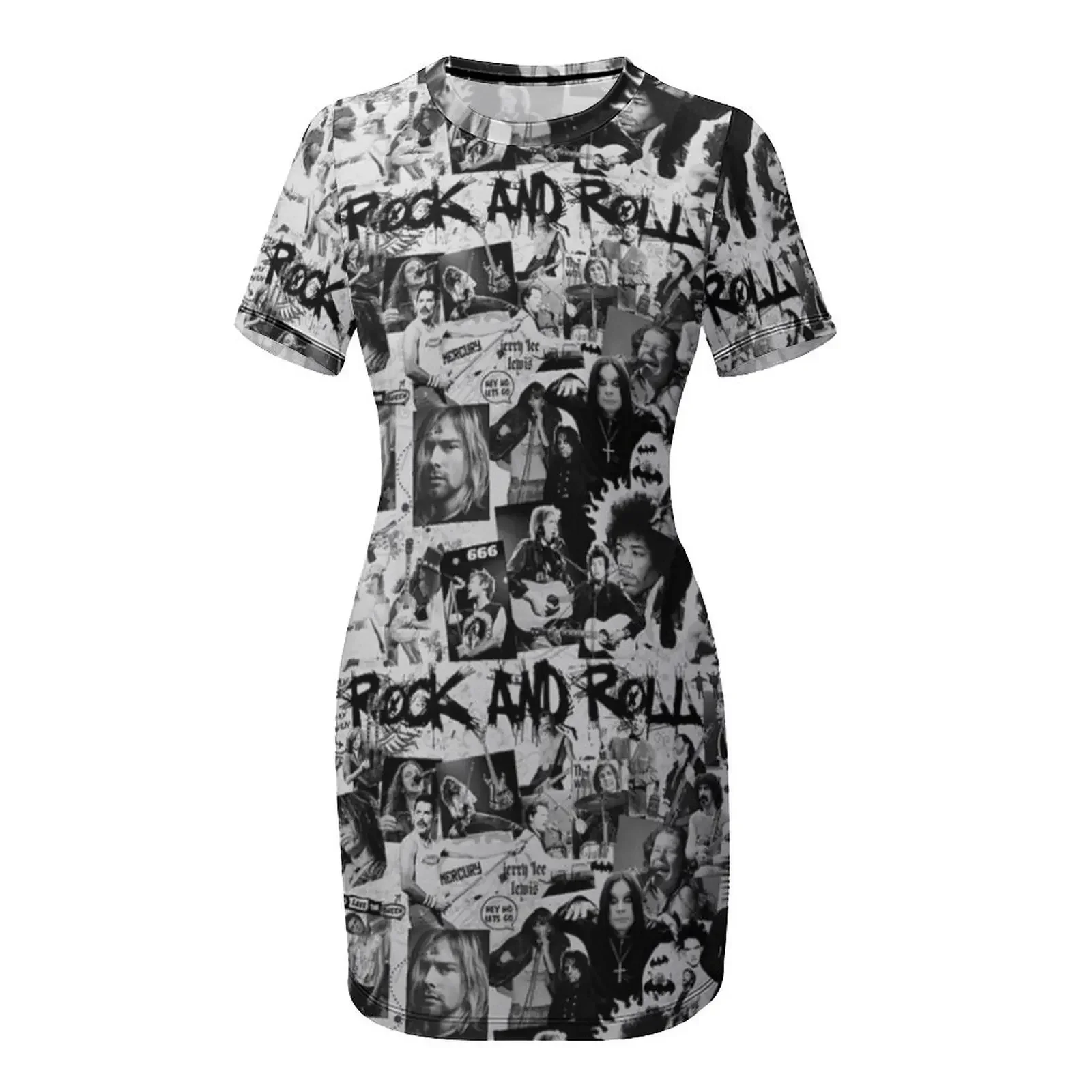 ROCK AND ROLL Tapestry Short-Sleeved Dress long sleeve dress Dress woman evening woman