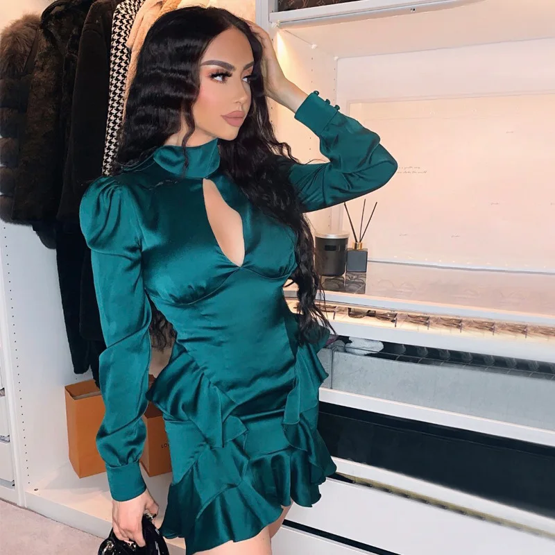 Sexy assimétrico renda guarnição bolha sve cetim dr rua sle cintura alta longo sve ort dr v ne fechamento com zíper