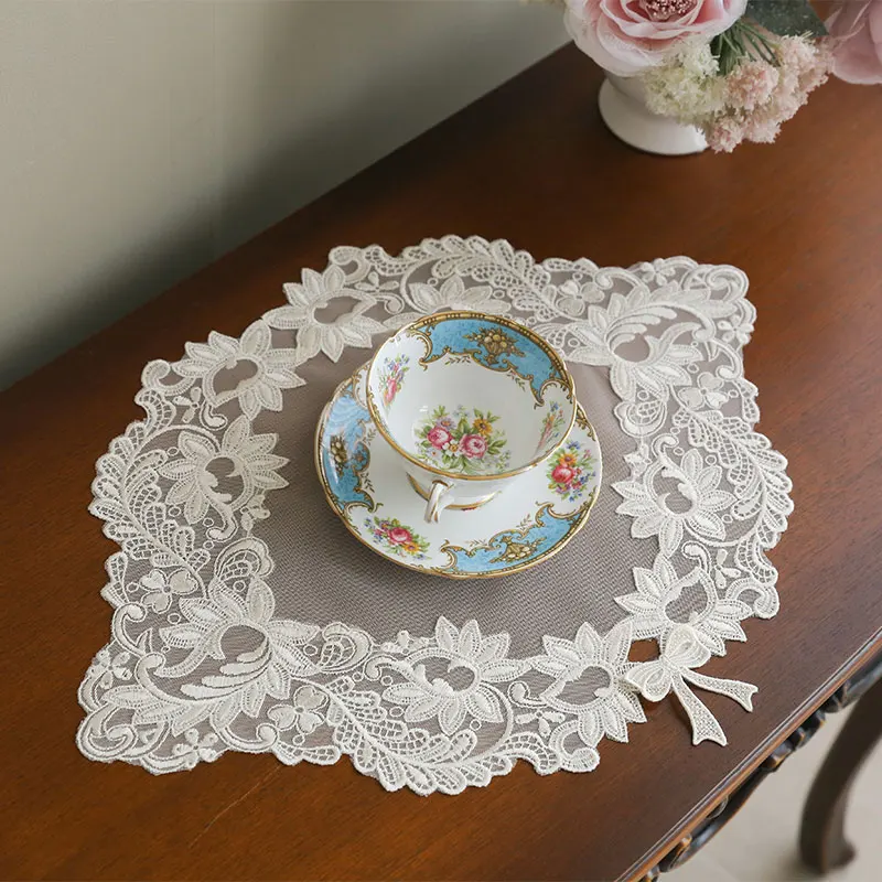 

Высококачественная кружевная накладка для тумбы под телевизор, вазы, чайного столика, маленького столика, скатерть-флаг, кружевной коврик в корейском стиле с цветочным узором