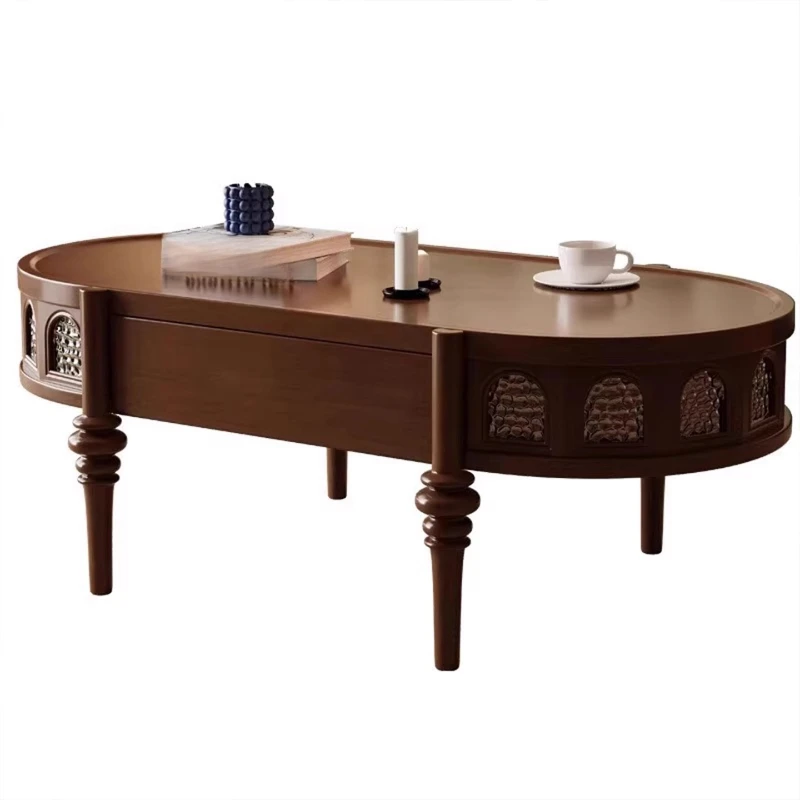 

French antique solid wood coffee table living room home designer small table