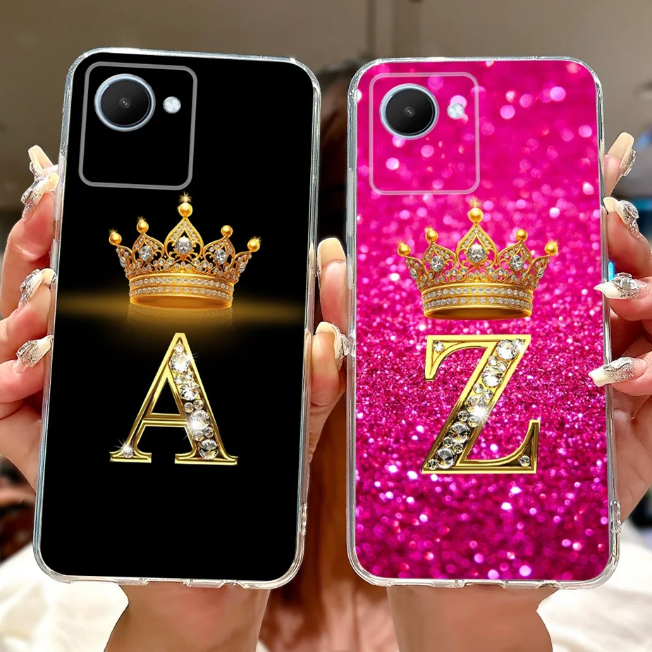 For Realme C30 Case Realme C30s RMX3690 Luxury Crown Letters Cover Soft Silicone Phone Case For Realme C30s C 30 RealmeC30 Shell