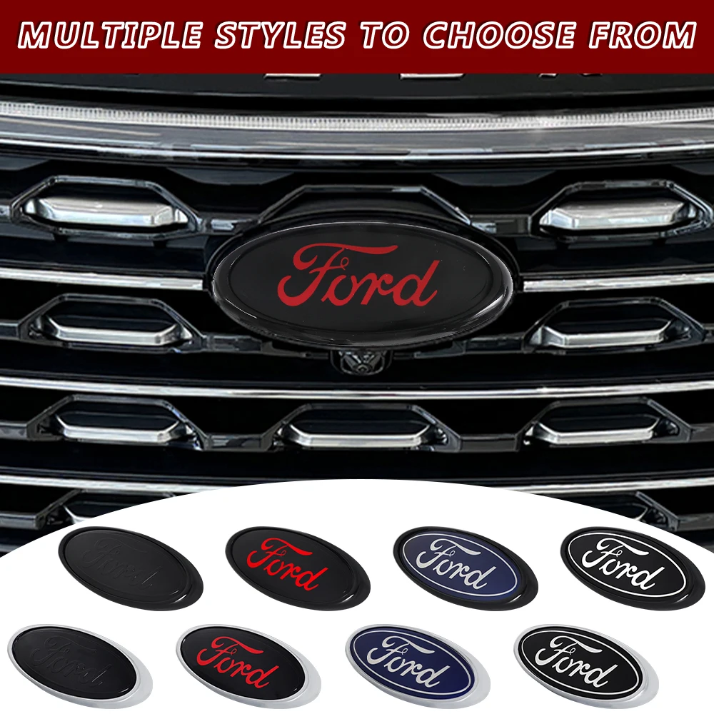 

Car Front Bonnet Grill Rear Trunk Emblem Badge Sticker Decoration For Ford Focus Mk2 MK3 MK7 MK4 Fiesta Ranger Mustang Kuga GTD