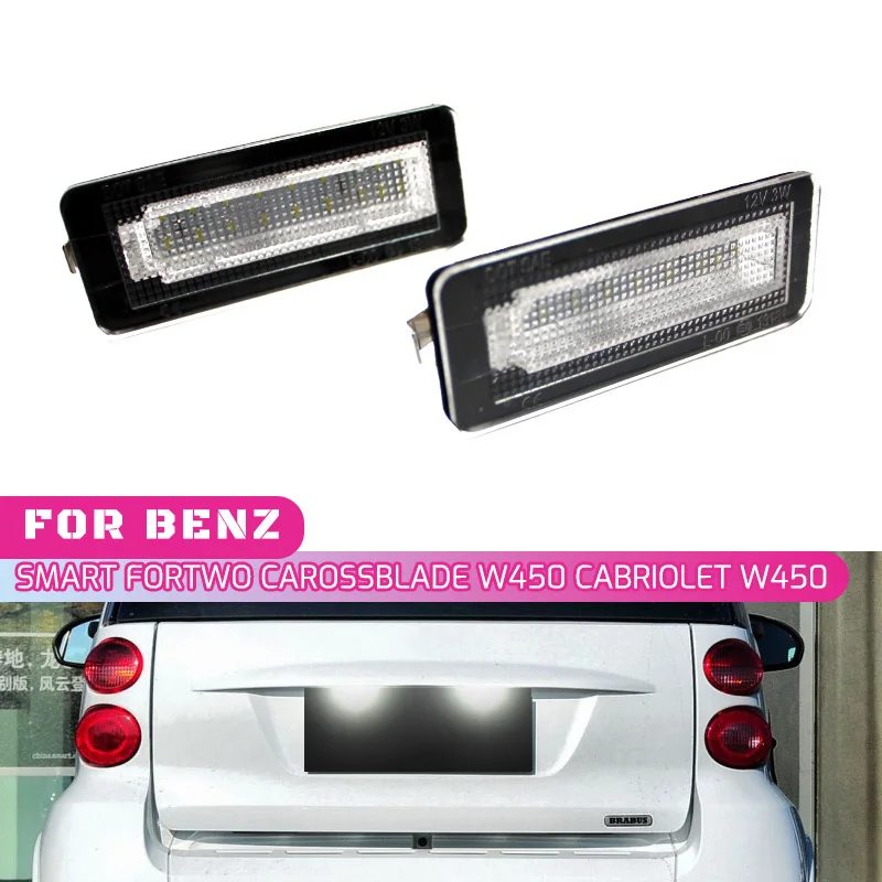 2 قطعة Canbus 18 SMD لوحة ترخيص مُضاء رقم ضوء مصباح خطأ مجاني لبنز الذكية Fortwo كوبيه للتحويل W450 W451 W453 #1