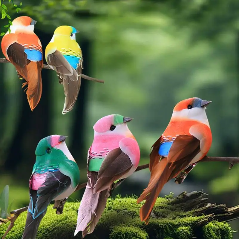 Small Foam Birds For Crafting 6pcs Simulated Feather Bird Set Colorful Wedding Bundle Birds Craft Scene Arrangement Decor